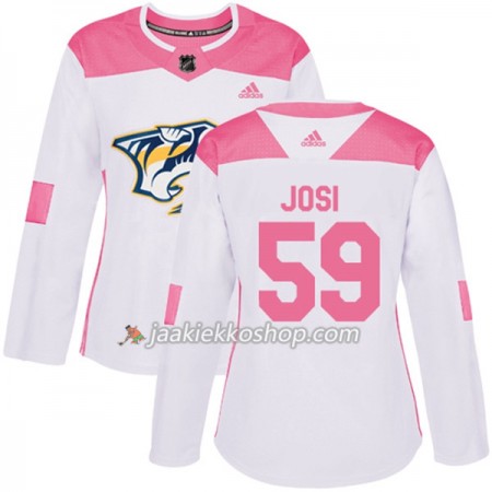 Nainen NHL Nashville Predators Pelipaita Roman Josi 59 Adidas 2017-2018 Valkoinen Vaaleanpunainen Fashion Authentic